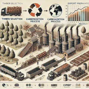فرآیند تولید و صادرات زغال چوب از مرحله انتخاب چوب تا صادرات به بازارهای جهانی